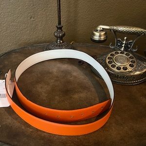 Authentic Hermes reversible orange white belt 100cm strap 32mm men or women